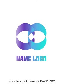 simple abstract logo with blue gradient color