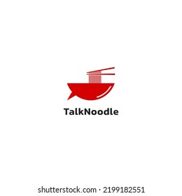 Simple abstract logo design of chat icon and bowl of noodles. Talking noodle logo. Bowl and conversation logo.