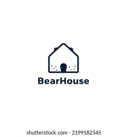 Simple abstract logo design of house and bear face. vector format.