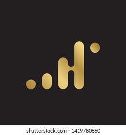 Simple abstract logo design template. Creative technology gold logo isolated on black background.  Beautiful and simple element.