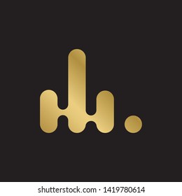Simple abstract logo design template. Creative technology gold logo isolated on black background.  Beautiful and simple element.