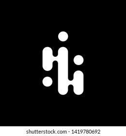 Simple abstract logo design template. Creative technology white logo with flat style isolated on black background.  Beautiful and simple element.