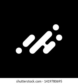 Simple abstract logo design template. Creative technology white logo with flat style isolated on black background.  Beautiful and simple element.