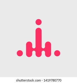 Simple abstract logo design template. Creative technology red logo with flat style isolated on grey background.  Beautiful and simple element.