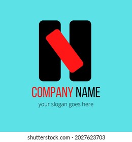 simple abstract logo design for your business on light blue background. contains a picture of three blocks forming the letter N