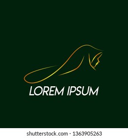 simple abstract logo, sign, symbol or icon for hijab muslimah is mean multi talent women with scarf model