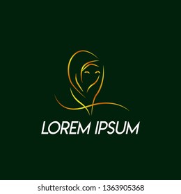 simple abstract logo, sign, symbol or icon for hijab muslimah is mean multi talent women with scarf model
