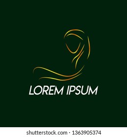 simple abstract logo, sign, symbol or icon for hijab muslimah is mean multi talent women with scarf model