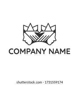 Simple abstract logo template. illustration of a woman with a crown and hands. eps10