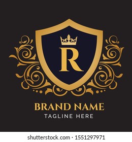 simple abstract luxury golden elegant logo design template