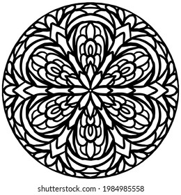 Simple abstract mandala for coloring on a white background, vector