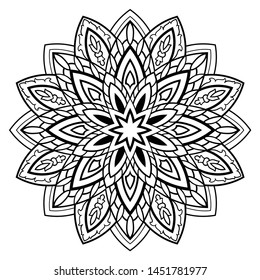 Simple abstract mandala. Oriental ethnic ornament. Design element. Tattoo.