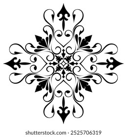 simple abstract mandala pattern Black mandala lines on a white background.