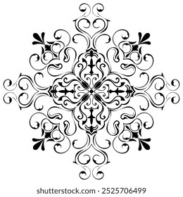simple abstract mandala pattern Black mandala lines on a white background.