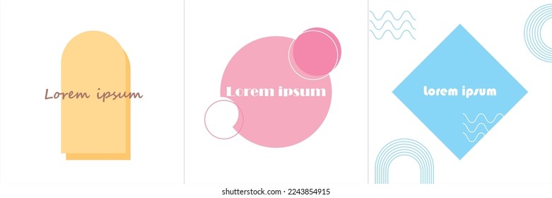 Simple abstract minimal background or logo set design. Square card collection. Vector Illustration. For banner, social media post, sticker, poster, postcard.