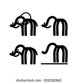 Simple, abstract, modern, black elephant logo, line style, icon set. Vector illustration.