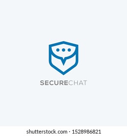 Simple abstract modern secure chat logo icon design symbol vector