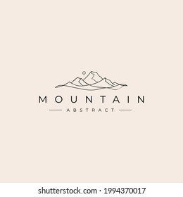 Simple Abstract Mountain Line Art Minimalist Logo Vector Illustration Template Icon