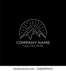 Simple Abstract Mountain Line Art Minimalist Logo Vector Illustration Template Icon