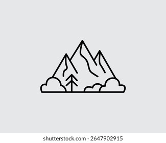 Simples Abstract Mountain Line Art Minimalist Logo Vetor