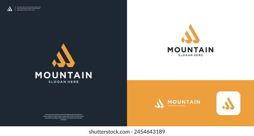 Simple and abstract mountain logo design.