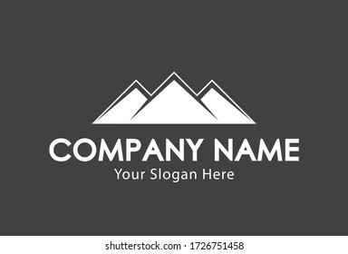 simple abstract mountain logo. white color with a black background. vector illustration