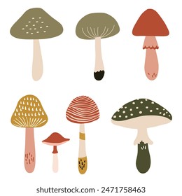 Ilustración vectorial abstracta simple de los hongos aislada en el fondo blanco