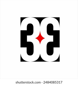 Simple abstract number thirty three logo design with a star diamond symbol in the negative space.