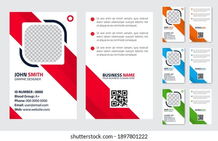 Einfache abstrakte Design-Vorlage für Büroausweise. Creative Corporate Business-Identitätskarte für Mitarbeiter mit vier Farbvarianten.