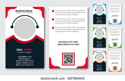 Simple abstract office ID card design template. Creative Corporate Business identity vector card for employees with four color variations.