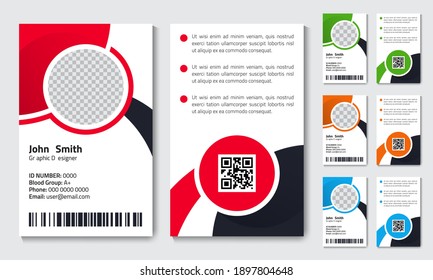 Simple abstract office ID card design template. Creative Corporate Business identity vector card for employees with four color variations.