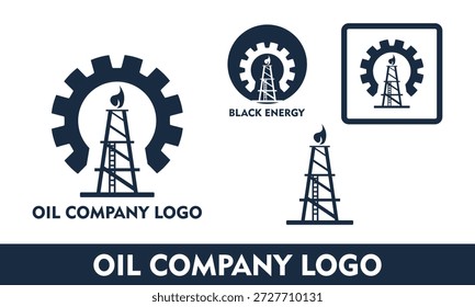 simple abstract oil rig logo, silhouette of great oil company symbol vector illustrations
