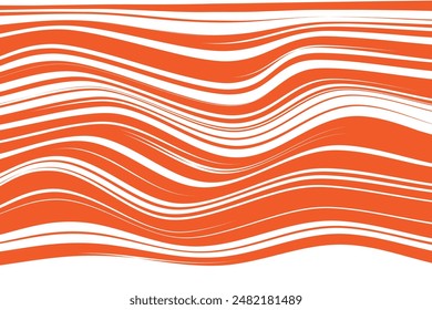  Einfache abstrakte orange Farbe Kreative geometrische Rendom Dünne Dicke Wellen Verzerren Linie Muster Ein orange-weißer Hintergrund mit einer weißen Linie in der Mitte