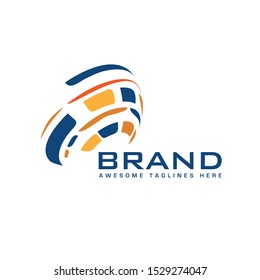 simple abstract orbit and Satellite logo vector for technology and network company