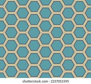 Simple ornamento abstracto de una baldosa. Patrón transparente de abeja amarillo azul vectorial. Fondo mosaico de formas hexágonas.