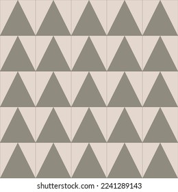 Simple abstract ornament of a floor tile. Green brown triangles on a square seamless pattern.