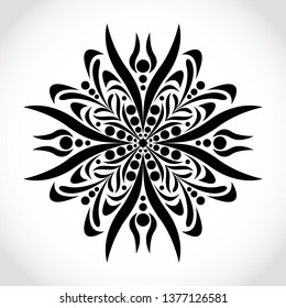Simple Abstract Ornament Vector Illustration Black White Design Floral
