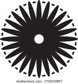 Simple ilustración abstracta ornamental vectorial.  Color negro redondeado ornamental.