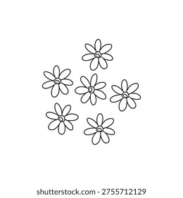 Simple Abstract Outline Botanical Floral Isolated On White Background. Vector Illustation