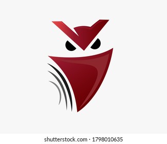 Simple abstract owl fly guard protect logo, icon, symbol design illustration