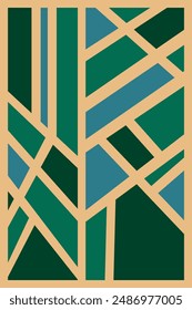 Simple abstract painting of stripes with different colors isolated on gold background - vector illustration
