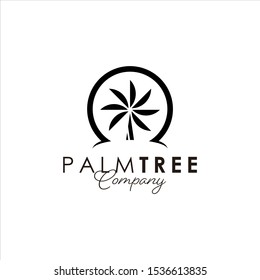 simple abstract palm tree in black color for business logo design inspiration