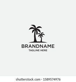 simple abstract palm tree in black color for business logo design inspiration