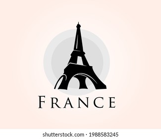 Simple abstract paris eiffel tower logo design template