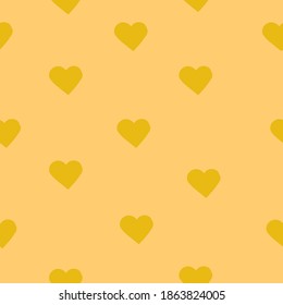 Simple abstract pattern. Beige background. Mustard hearts. Vector texture. Fashionable print for Wallpaper and textiles.