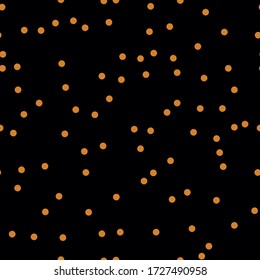 Simple abstract pattern. Black background, orange dots. The print is well suited for textiles, Wallpaper and packaging.