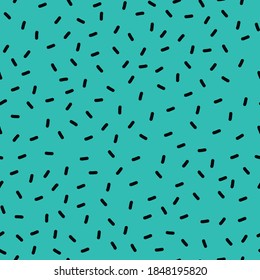 Simple abstract pattern . Black lines . Bright turquoise background. Holiday print for packaging and textiles.
