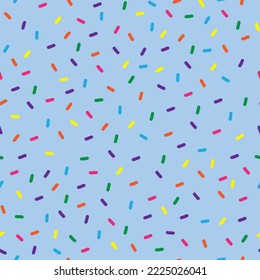 Simple abstract pattern. blue  background, colorful sticks confetti. The print is well suited for postcards, banners and textiles.