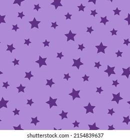 Einfaches abstraktes Muster. Violette Sterne. Lilac Hintergrund. Modedruck für Textilien, Tapeten und Verpackungen.