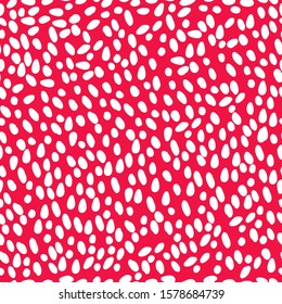 Simple abstract pattern. Red background, red white spots, snow flakes. The print is well suited for textiles, banners and postcards.